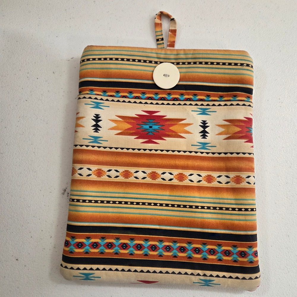 Southwest Aztec Print Padded Tablet Sleeve Pouch Orange Teal Western Boho Case